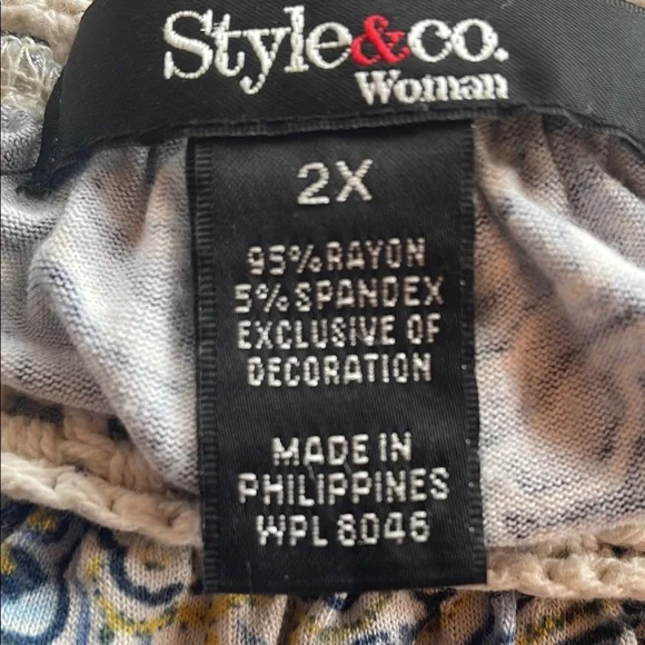 Style & Co. Blue and White Paisley Blouse Relaxed Fit - Picture 8 of 8